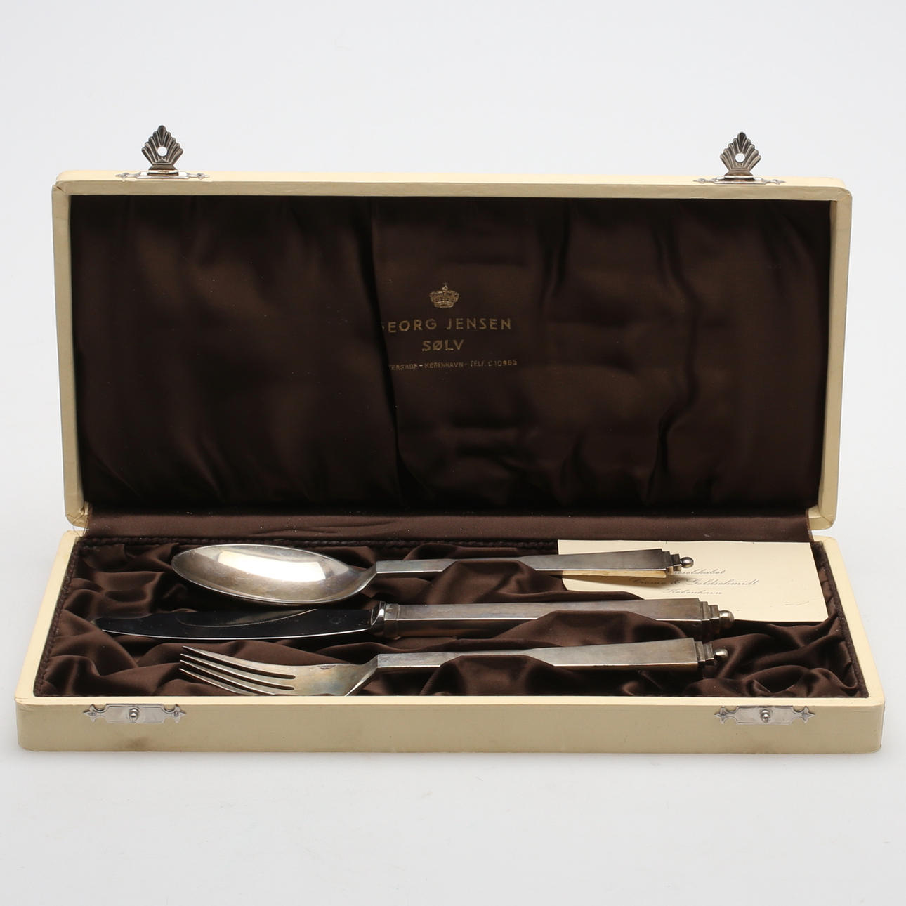 BESTICK, en uppsättning, silver respektive rostfritt stål, Art Deco-stil (funktionalism) Georg Jensen, 1900-talets andra fjärdedel.