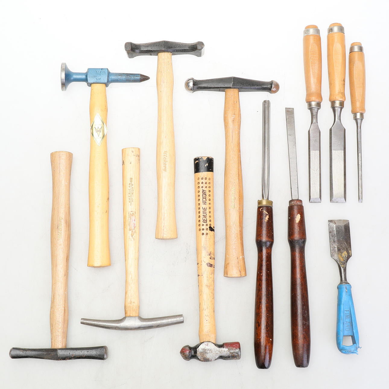 HAMMARE, stämjärn och svarvstål, bla HICKORY, C.I FALL.