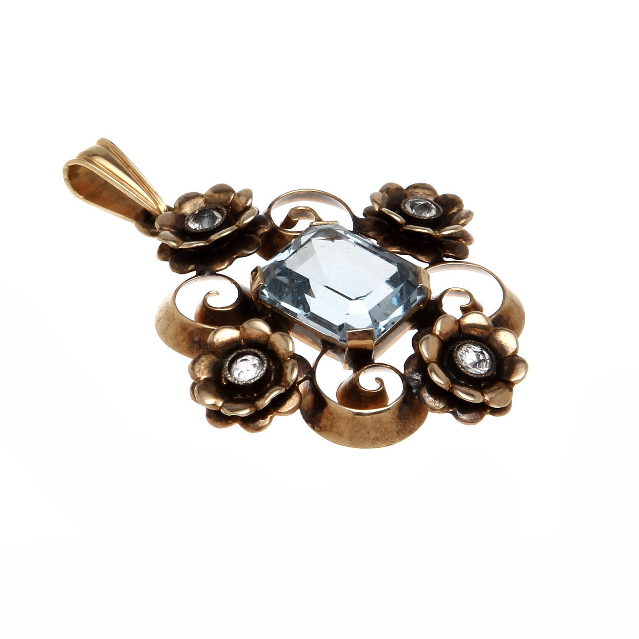 HÄNGE, 18K rödguld med syntetiska spineller. Vikt 7,3 g.