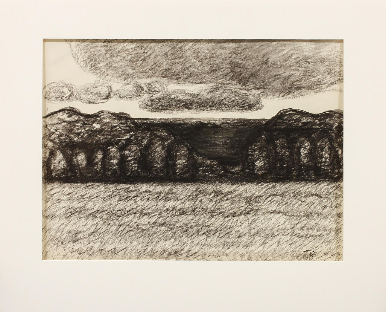 TOR BJURSTRÖM. Landskap från Tjörn. Kolteckning, monogramsignerad.