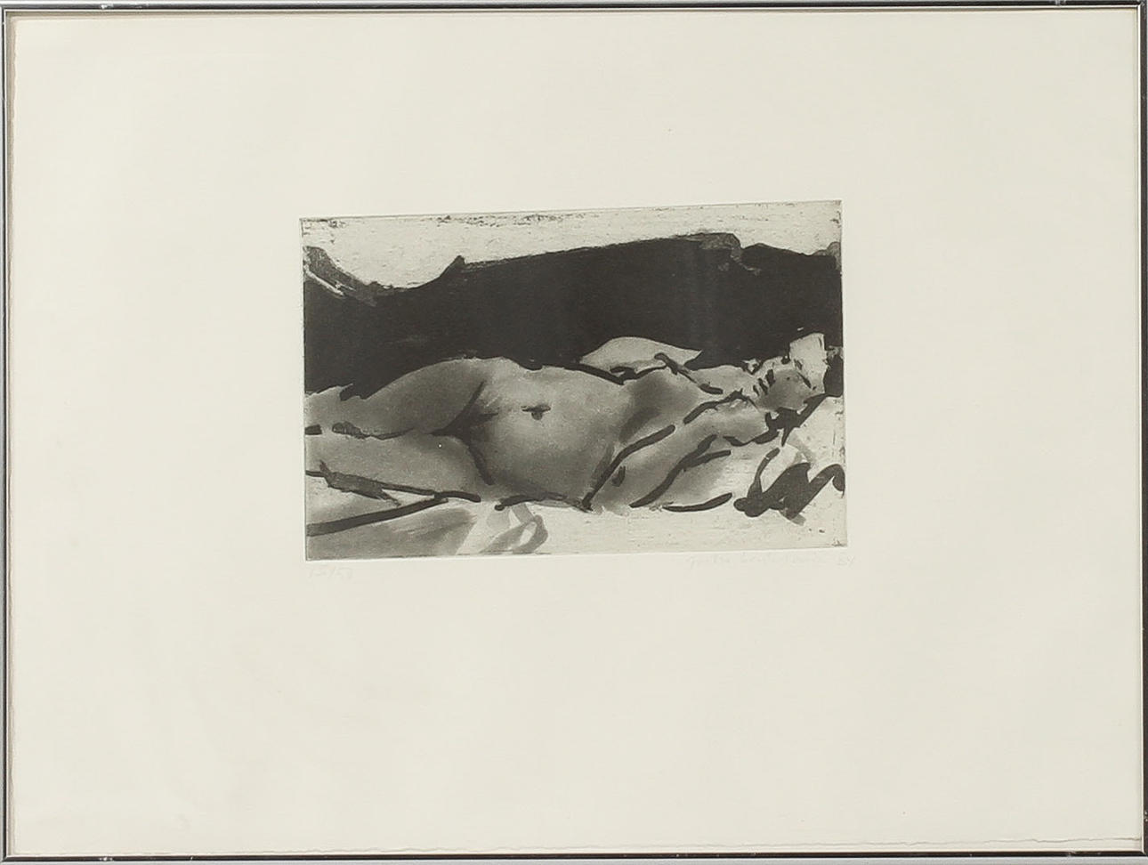 JUHO KARJALAINEN. Vilande kvinna. Akvatint, signerad 84 och numrerad 13/50.