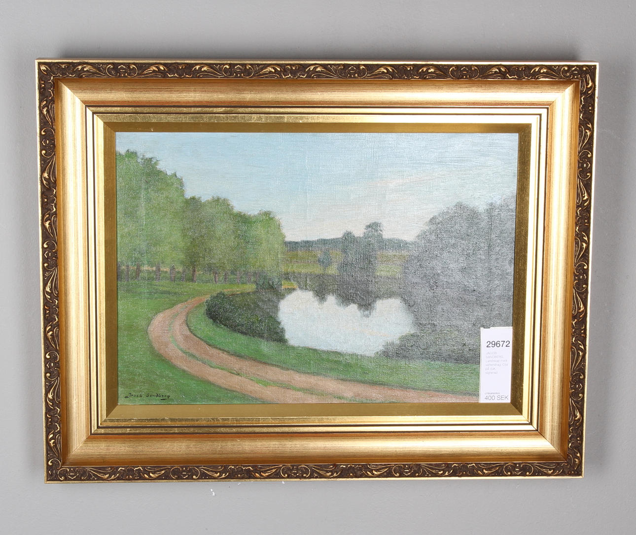 JACOB SANDBERG. Landskap med vattendrag. Olja på duk, signerad.