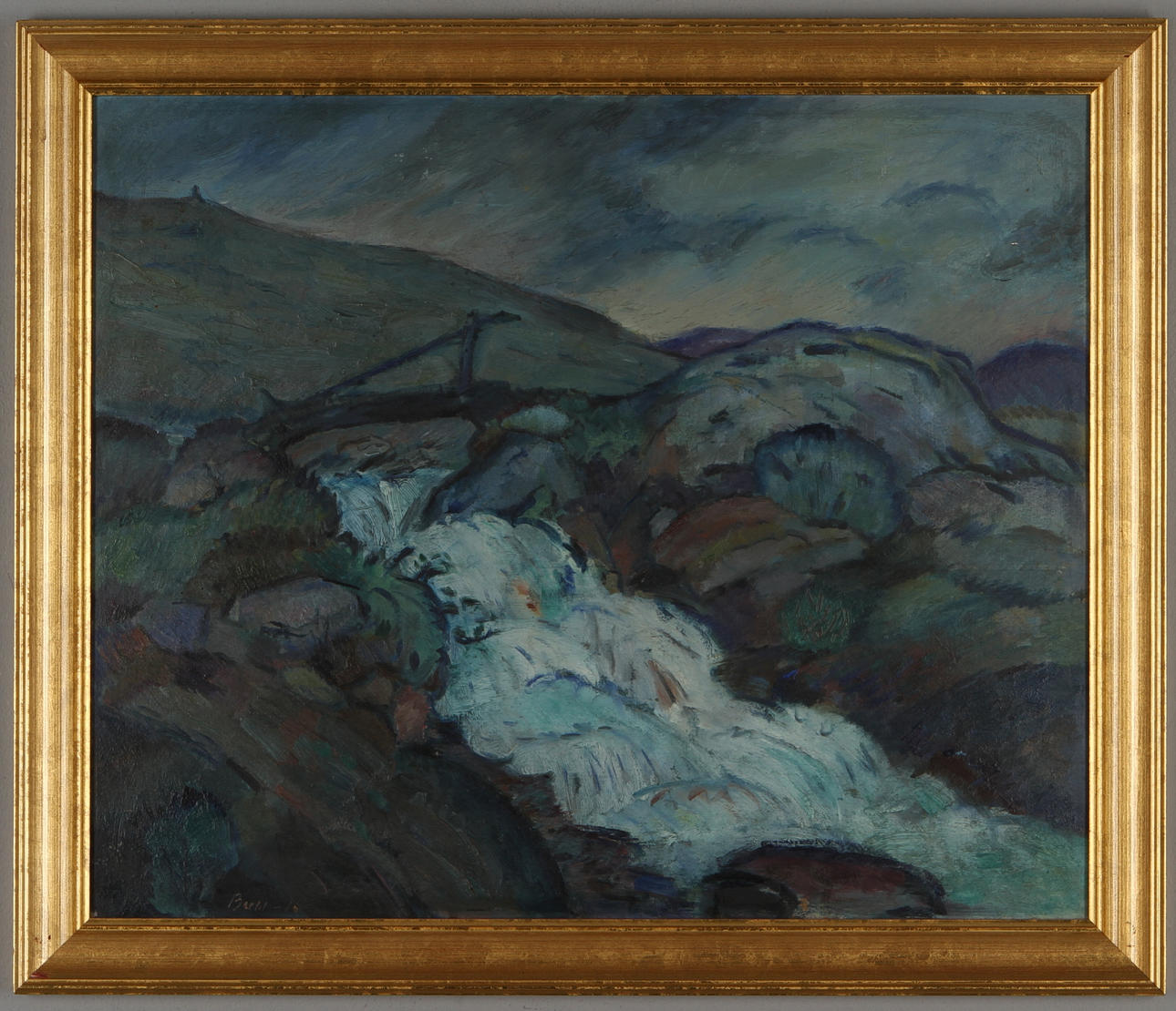 BERTIL NORÉN. Landskap med fors, olja på pannå, signerad samt daterad -16.