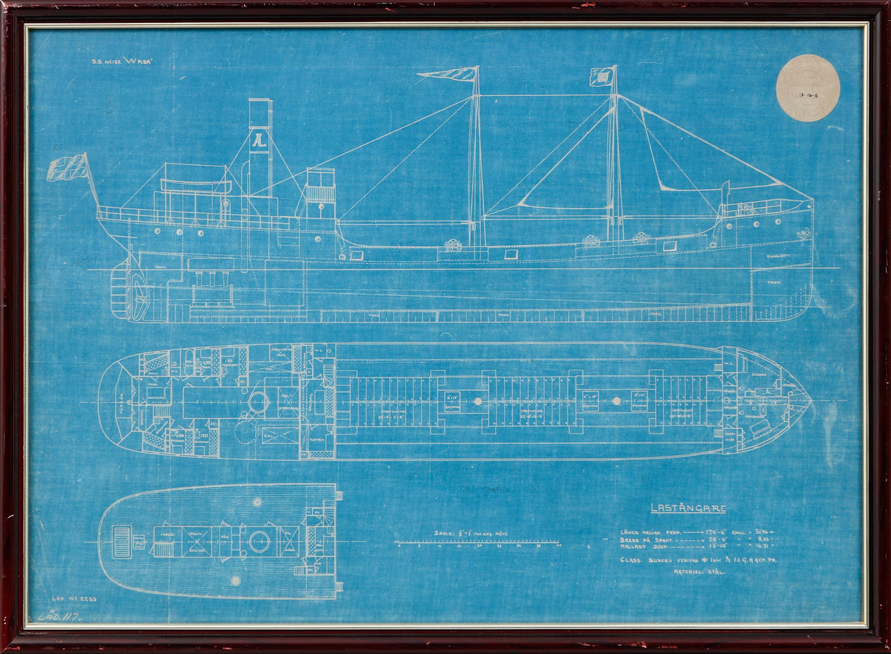 DIBUJO DE BARCO, Vapor de carga, "Wasa".