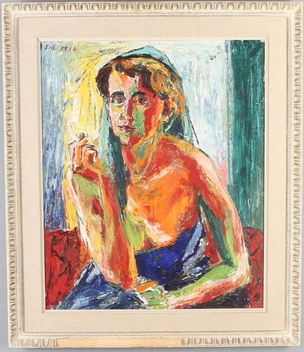 RAGNAR JOHANSSON. Kvinnostudie, olja på duk, signerad.