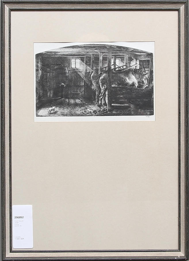 FOLKE GULLBY. "Stallet". Etsning, signerad.