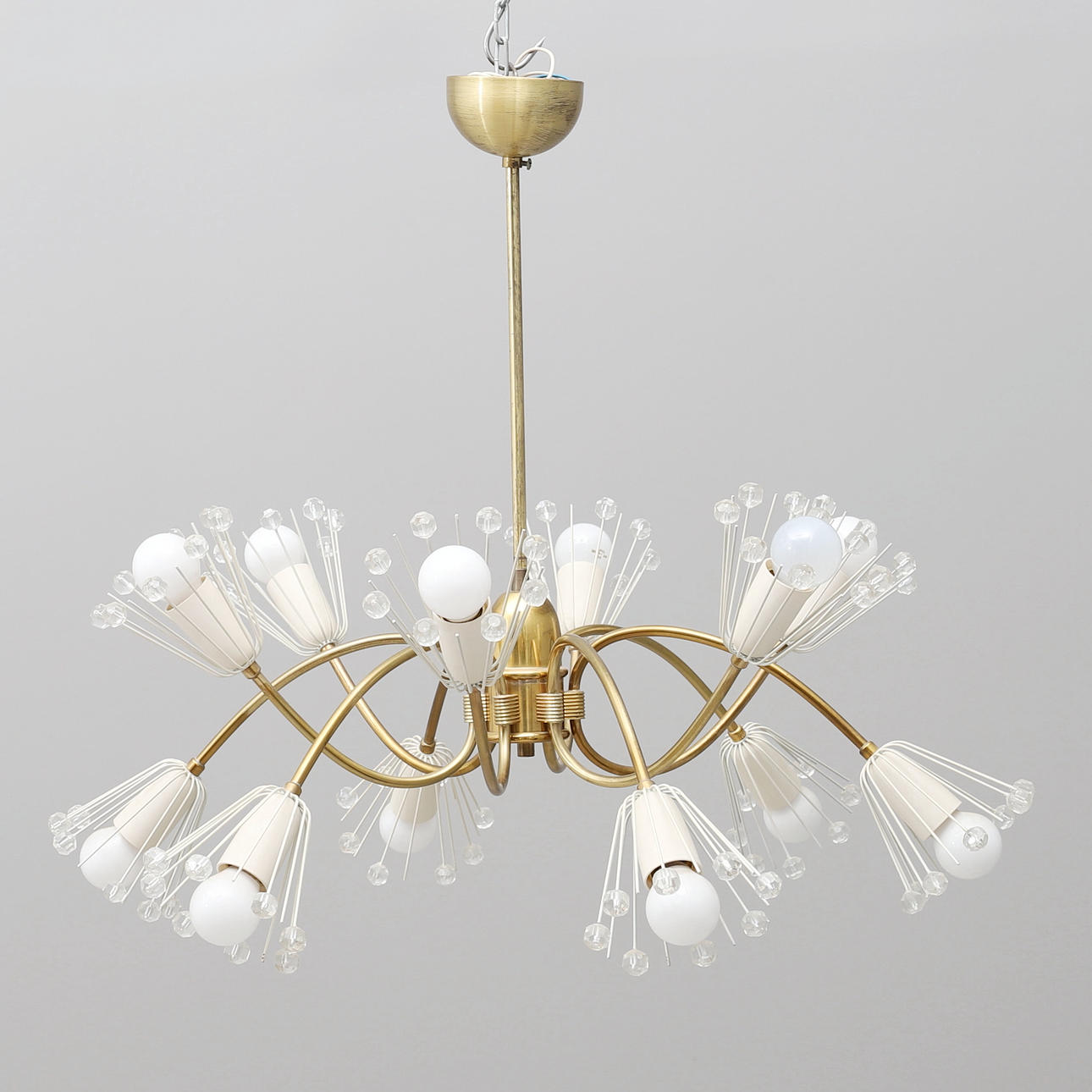 EMIL STJERNAR. CEILING LAMP WITH TWELVE LIGHT ARMS.