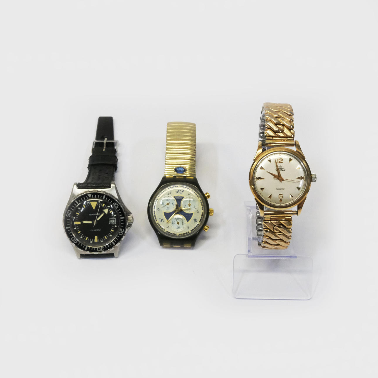 THREE GENTLEMEN. SWATCH, EWECO AND FORTIS.