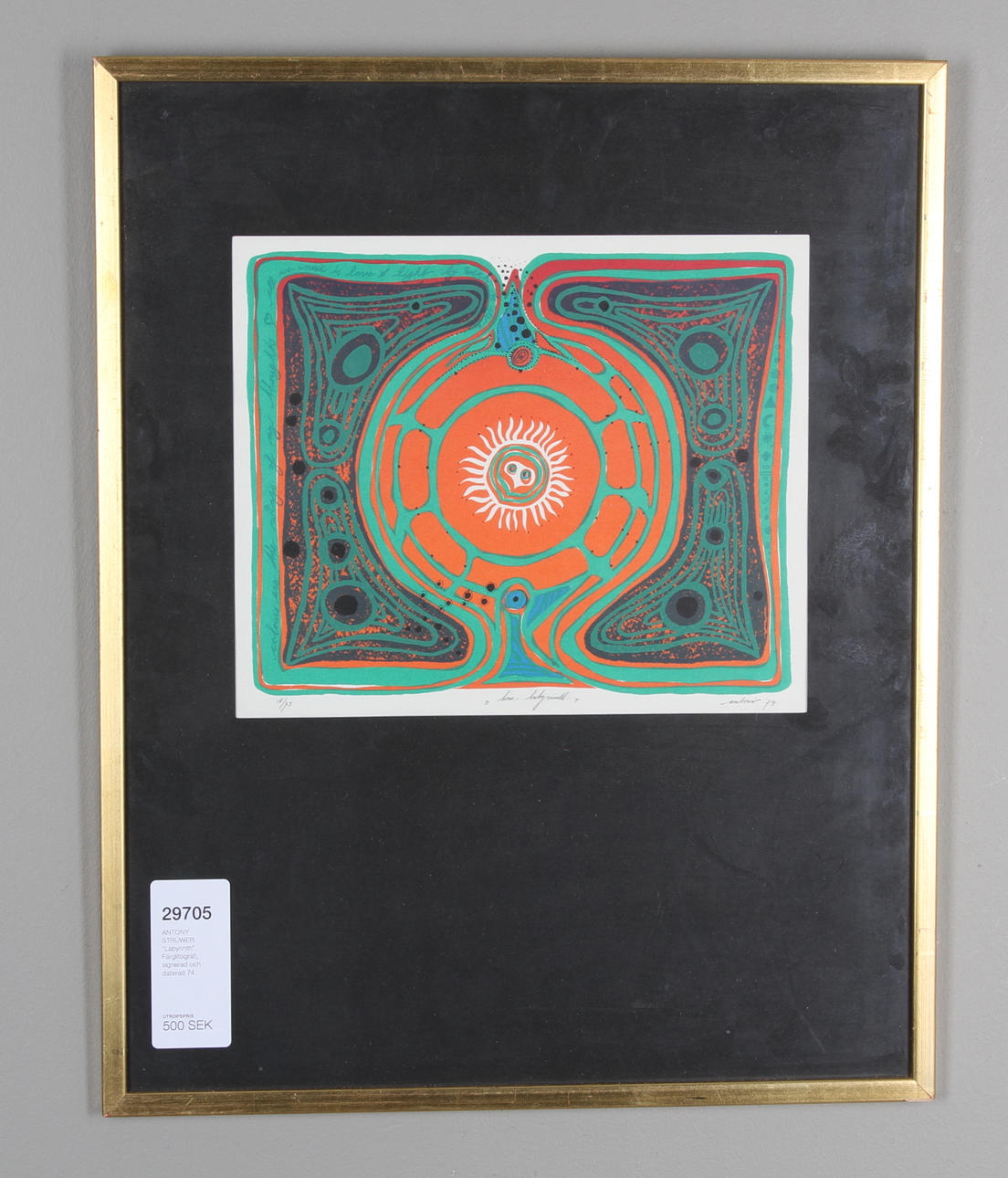 ANTONY STRÜWER. "Labyrinth". Färglitografi, signerad och daterad 74.