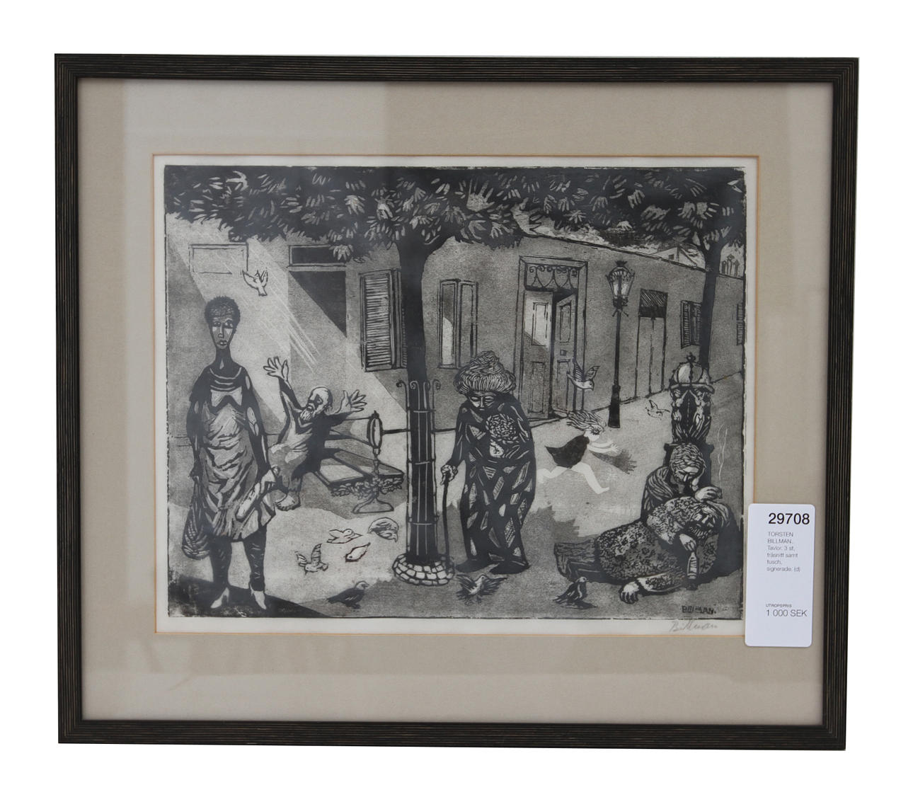 TORSTEN BILLMAN. Tavlor. 3 st, träsnitt samt tusch, signerade.