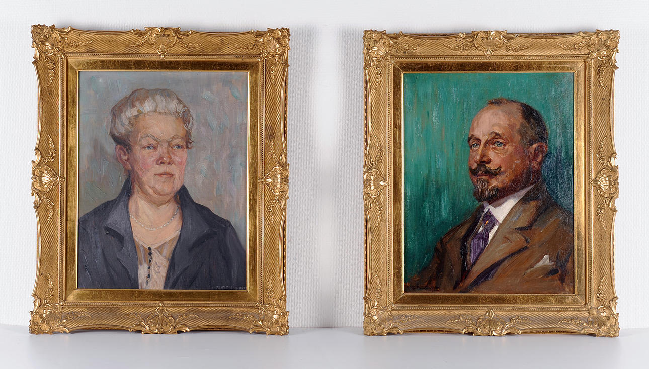 RUDOLF POESCHMANN. Porträttmålning, motsvarigheter. Gift par Bauer från Plauen.