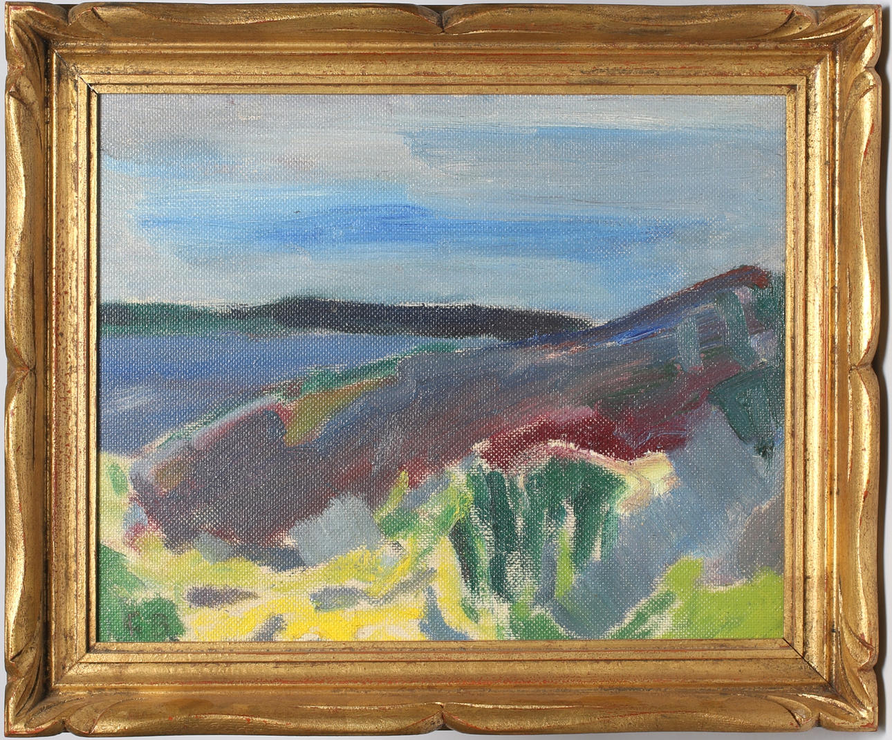 GÖRAN BRUNIUS. Olja på pannå, monogramsignerad "G.B.".