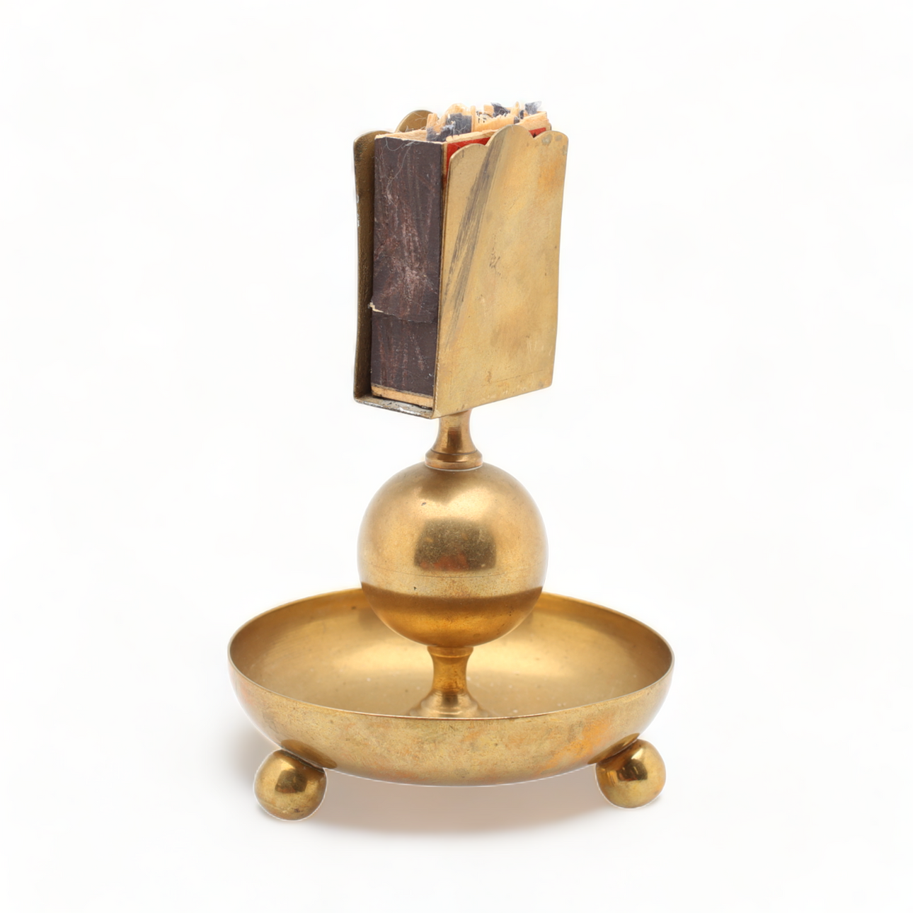 TÄNDSTICKSASKHÅLLARE, mässing, Gusum.