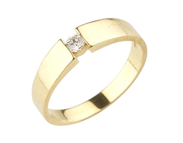 RING med briljant ca. 0.10 ct, 750 gult guld ca. 3,7 g.