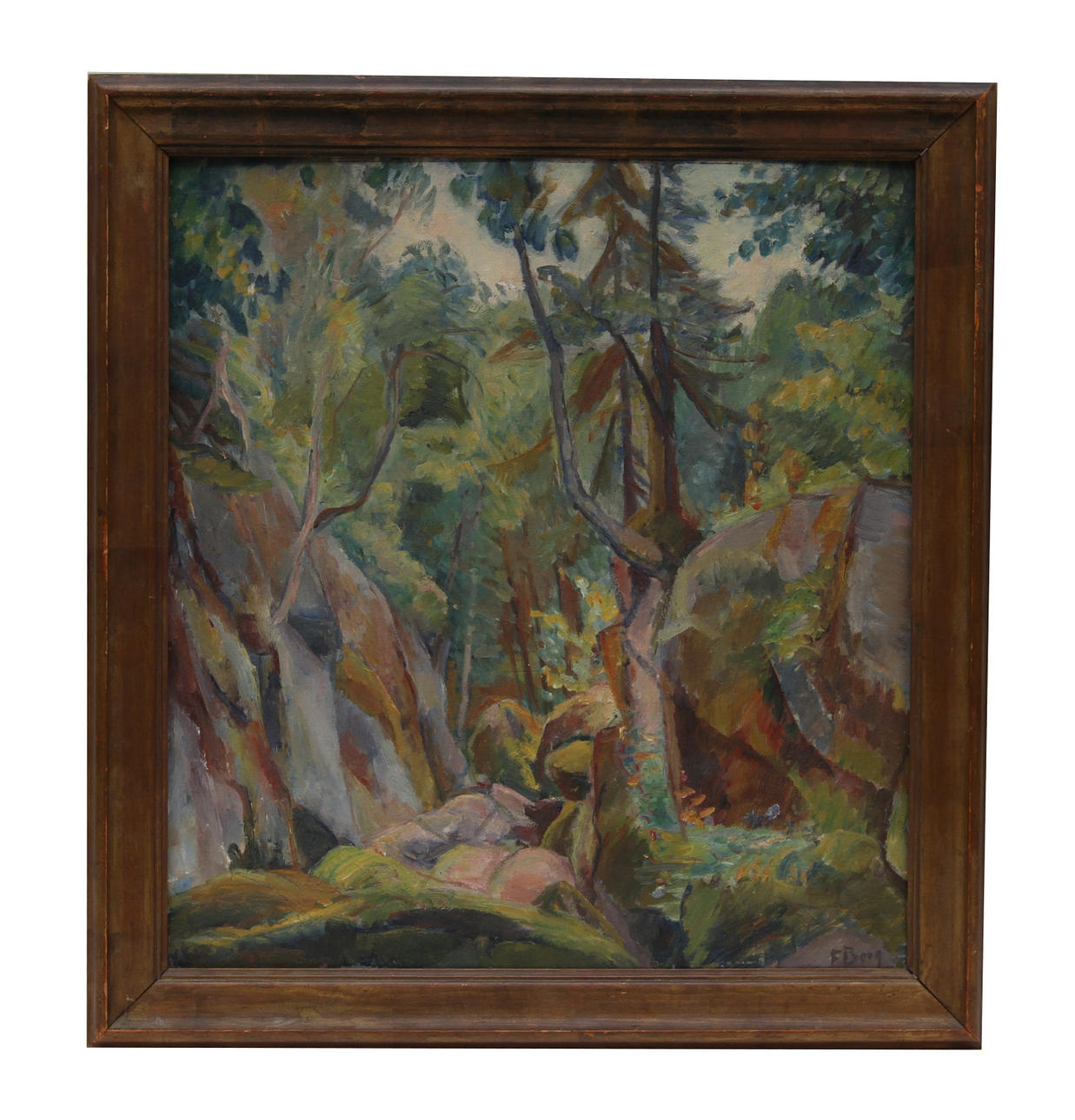 FRANS BERG. Skogsglänta. Olja på pannå, signerad.