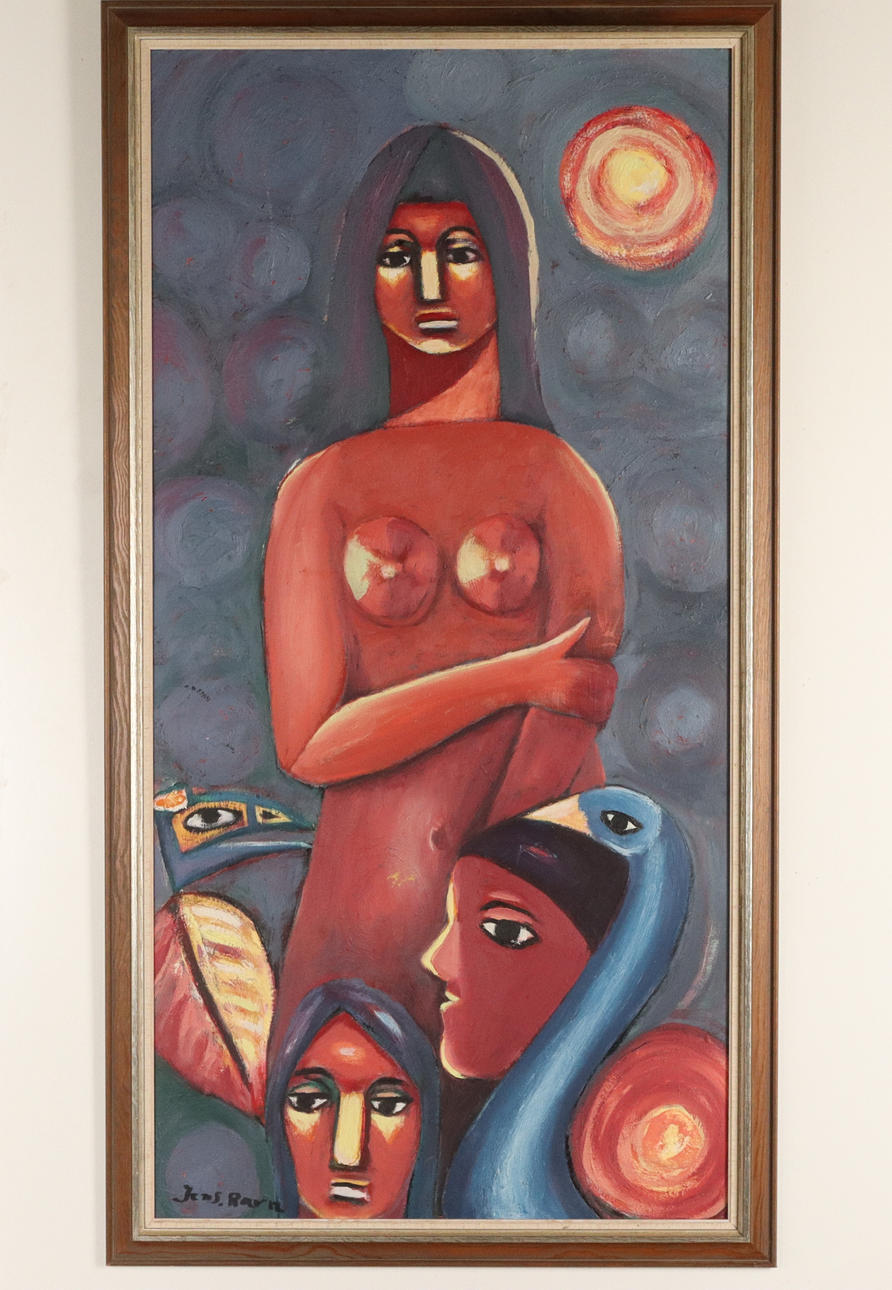 JENS RAVN. OLIE på Panel, signeret.