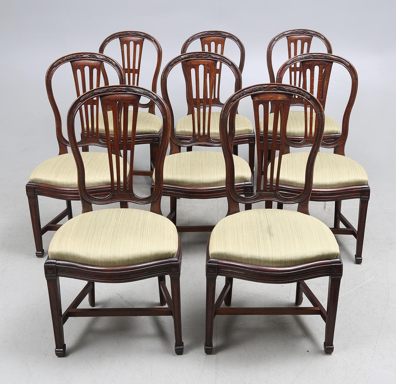 MATSALSSTOLAR, 8 st, troligen England, tidigt 1800-tal.