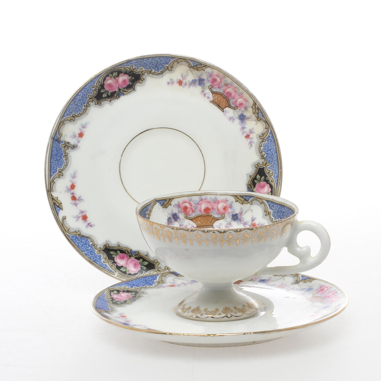 KAFFEKOPPAR med FAT, 8 st, porlsin, bikupemärkning, troligen Wien.