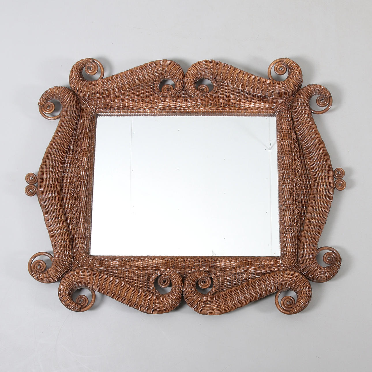 MIRROR, rattan, 20th century.