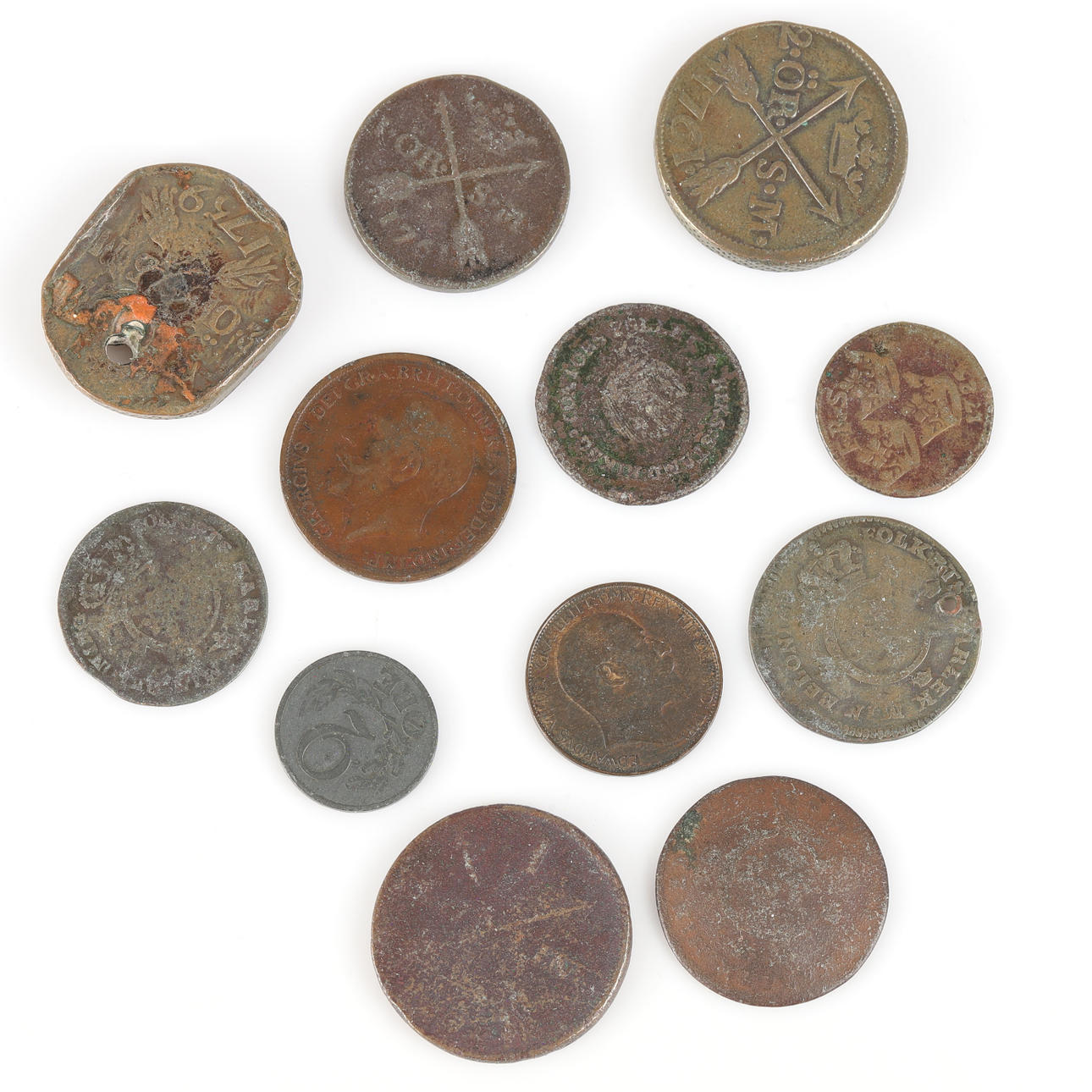 MÜNZEN, 12 Stück, 18.-19. Jahrhundert.