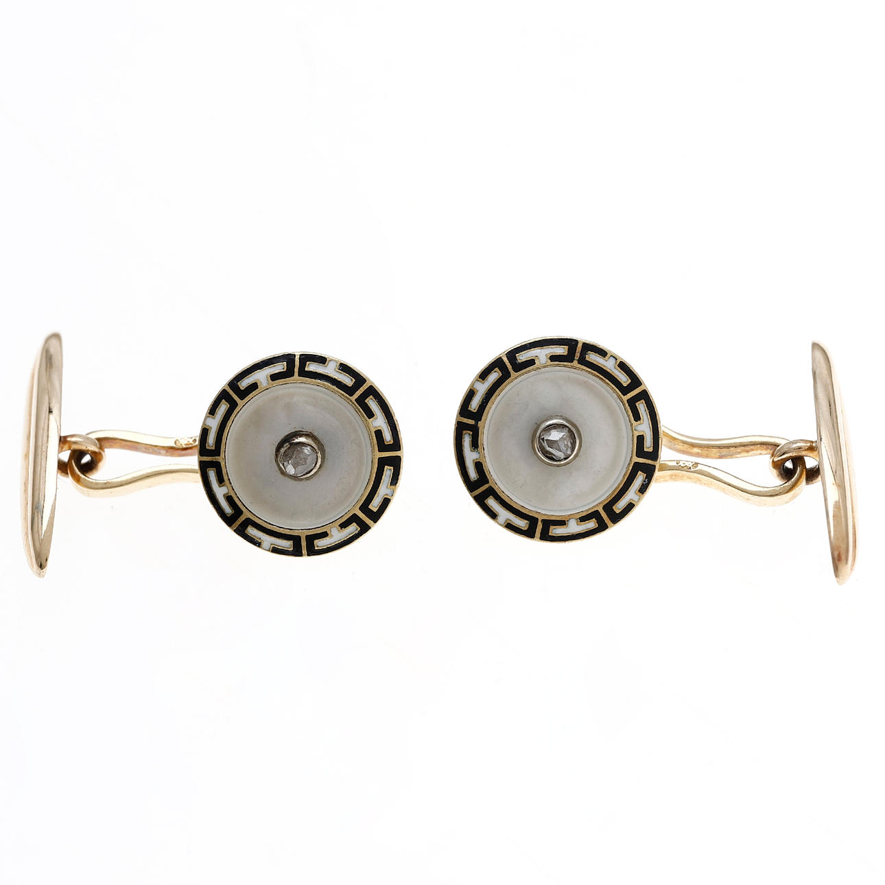 French Art Déco diamonds cufflinks, circa 1925.