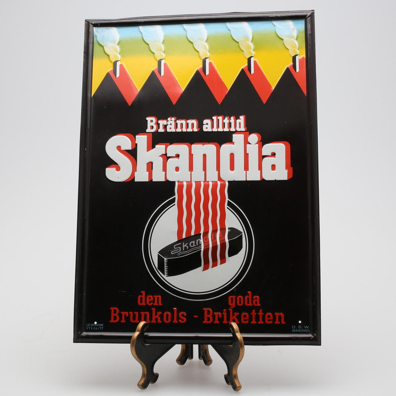 PLÅTSKYLT, Skandia, Lehmann Steglitz, 1900-tal.