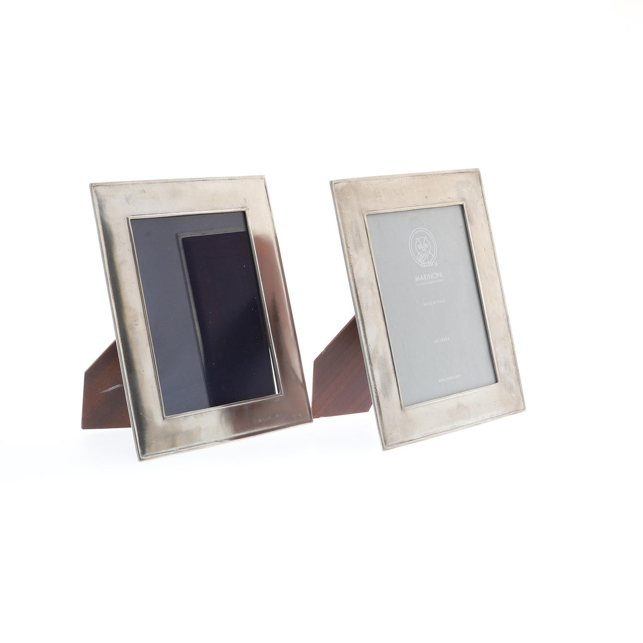 MARINONI. TWO PEWTER MOUNTED RECTANGULAR EASEL BACK PHOTOGRAPH FRAMES.