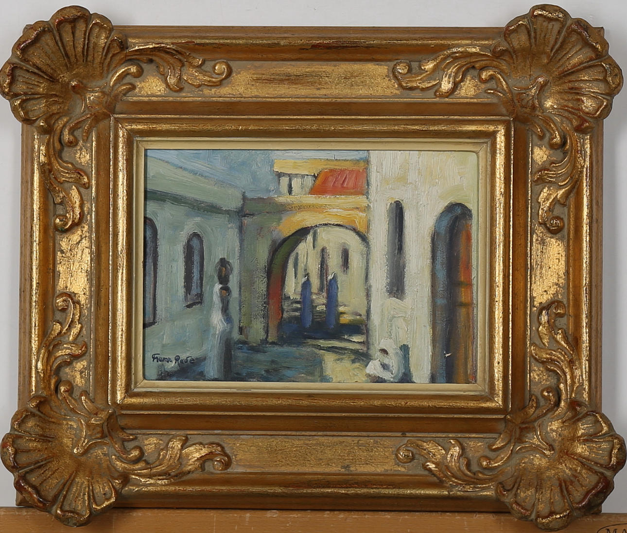 OIDENTIFIERAD KONSTNÄR, gatumotiv "Casablanca", olja på pannå, otydlig signatur.