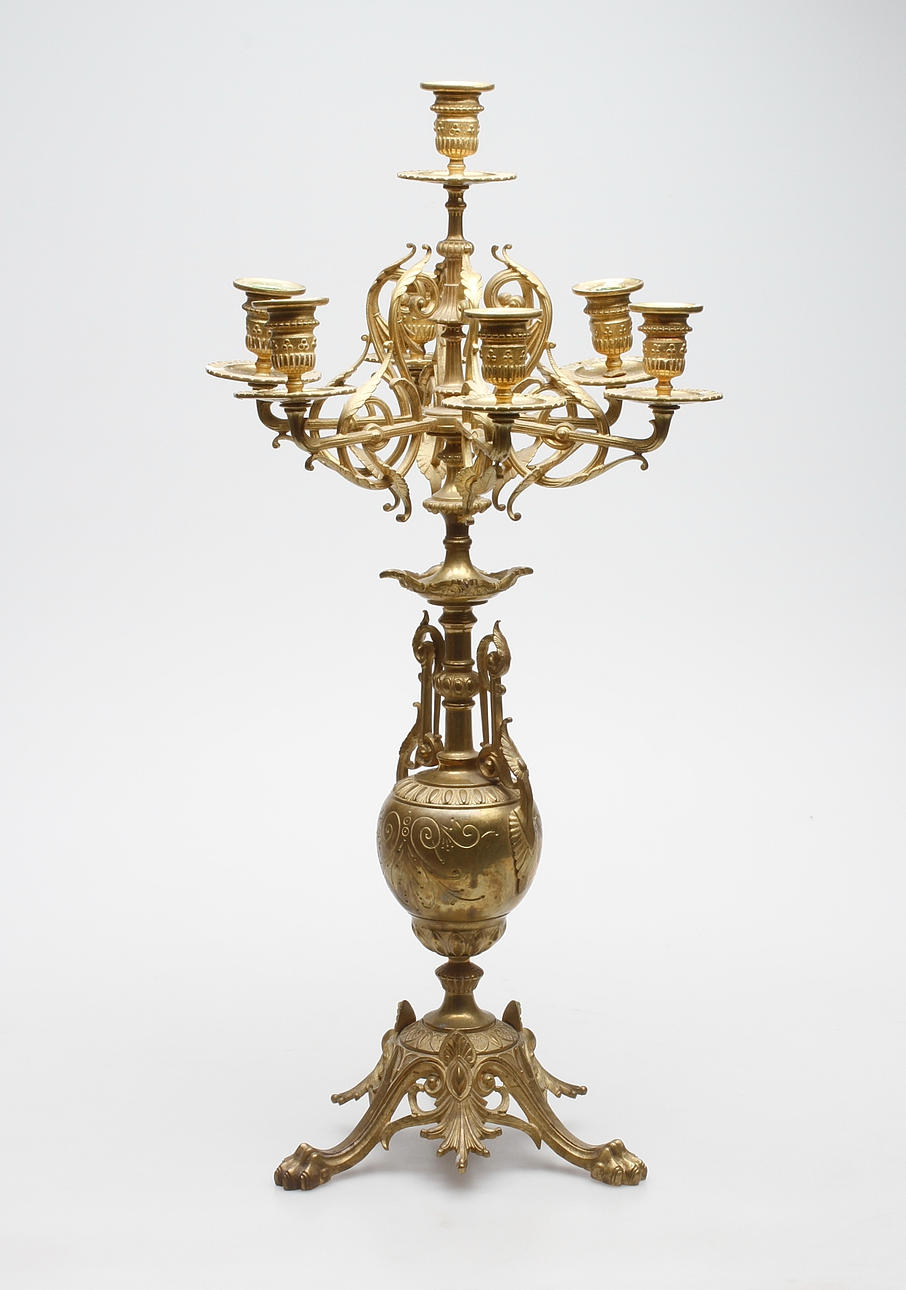 KANDELABER, mässing, oskariansk, 1800-talets andra hälft.