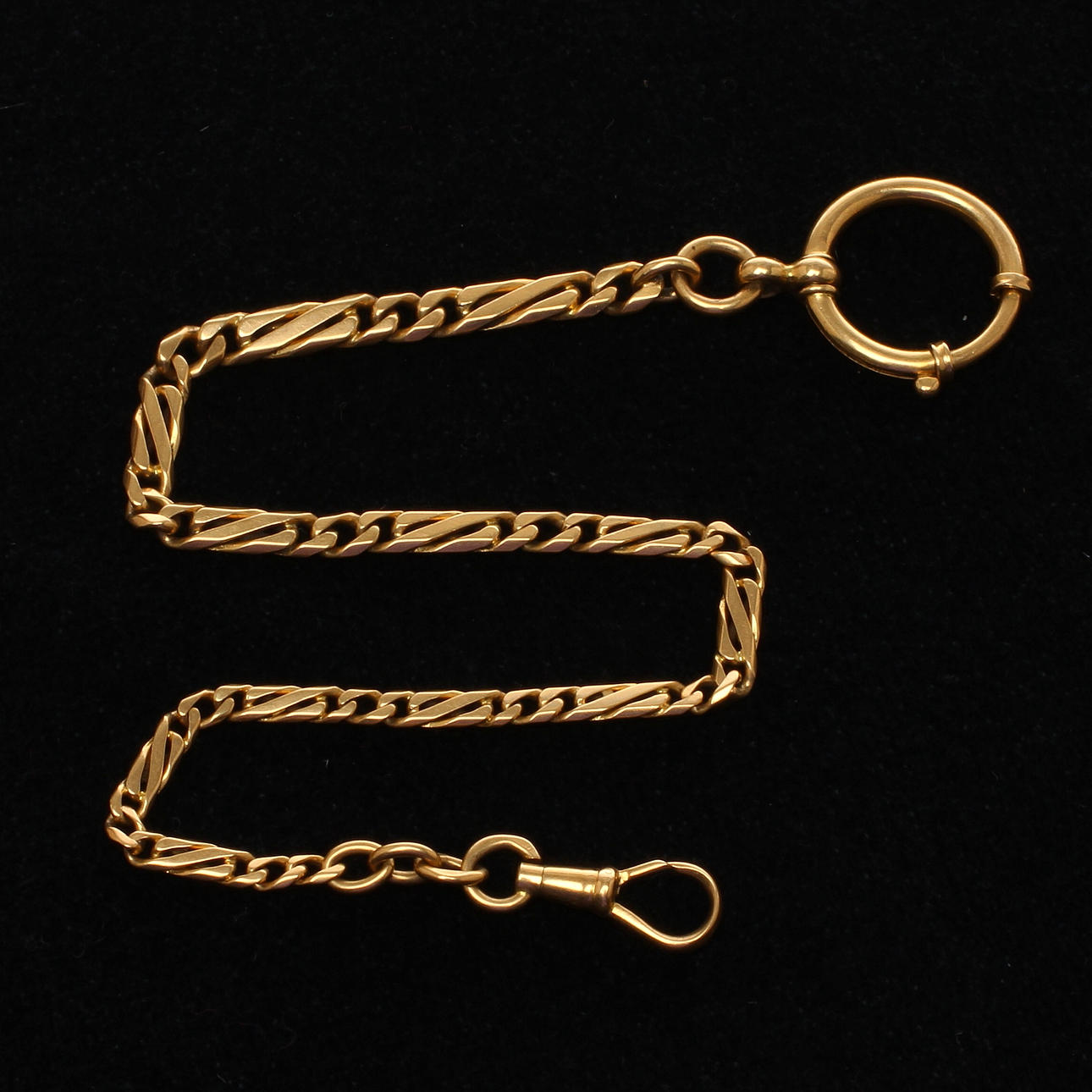 KLOCKKEDJA, 18k guld, svensk import, 1900-tal.