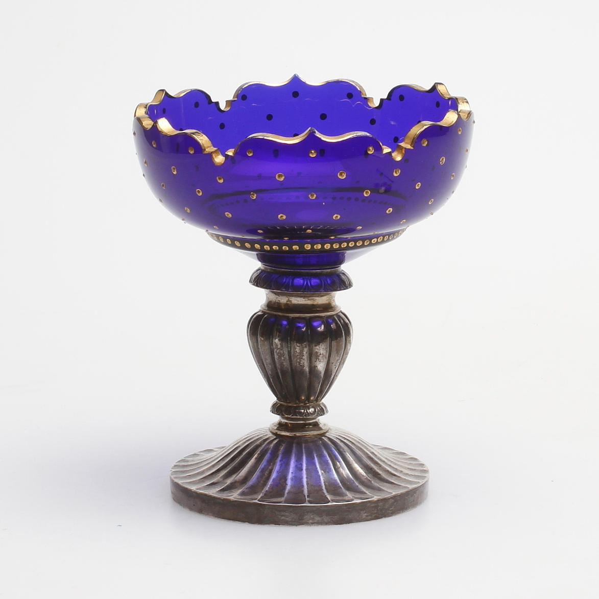 SKÅL PÅ FOT, silver och glas, Carl Weishaupt, Tyskland, 1800-tal.