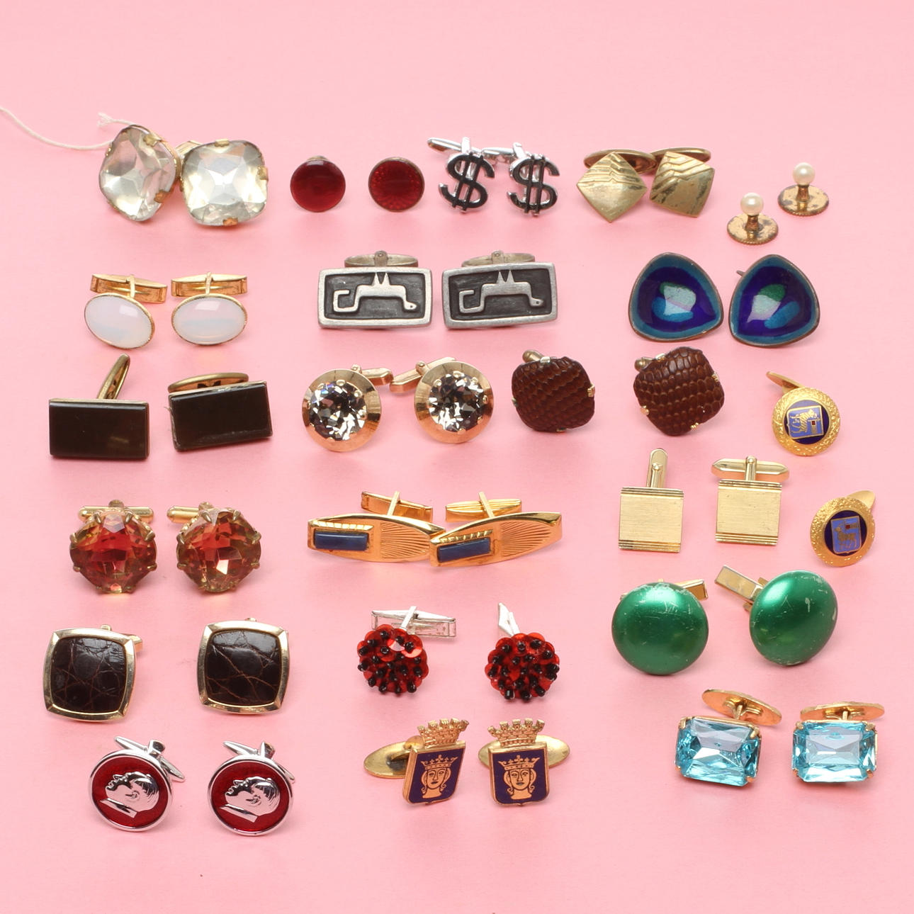 MANSCHETTKNAPPAR, 21 par, 1900-tal.