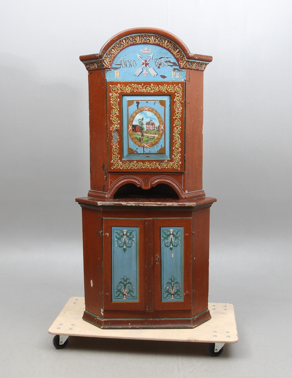 HÖRNSKÅP, allmoge, daterat anno 1803.