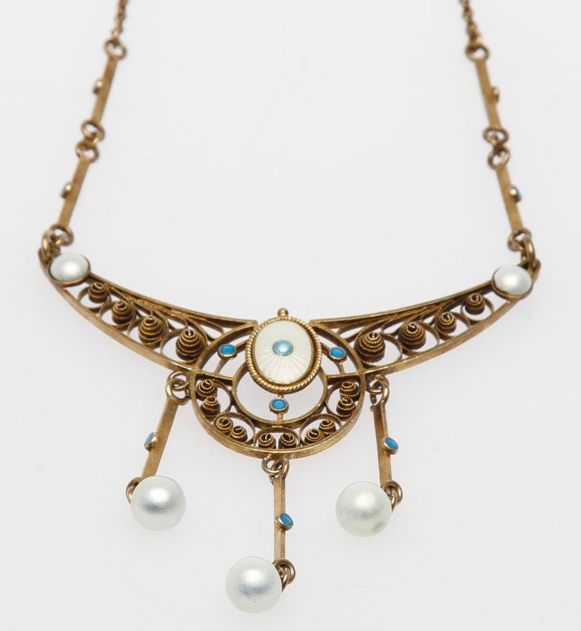 HALSCOLLIER, silver med emalj, ca 1920, Clement Berg, Oslo.