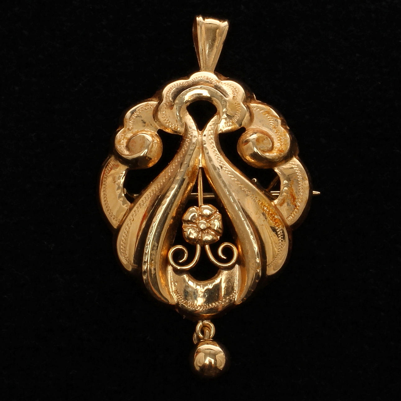 BROSCH/HÄNGE, 18k guld, Hovjuv Cu Hallberg Guldvarufabrik, Köping, 1954.