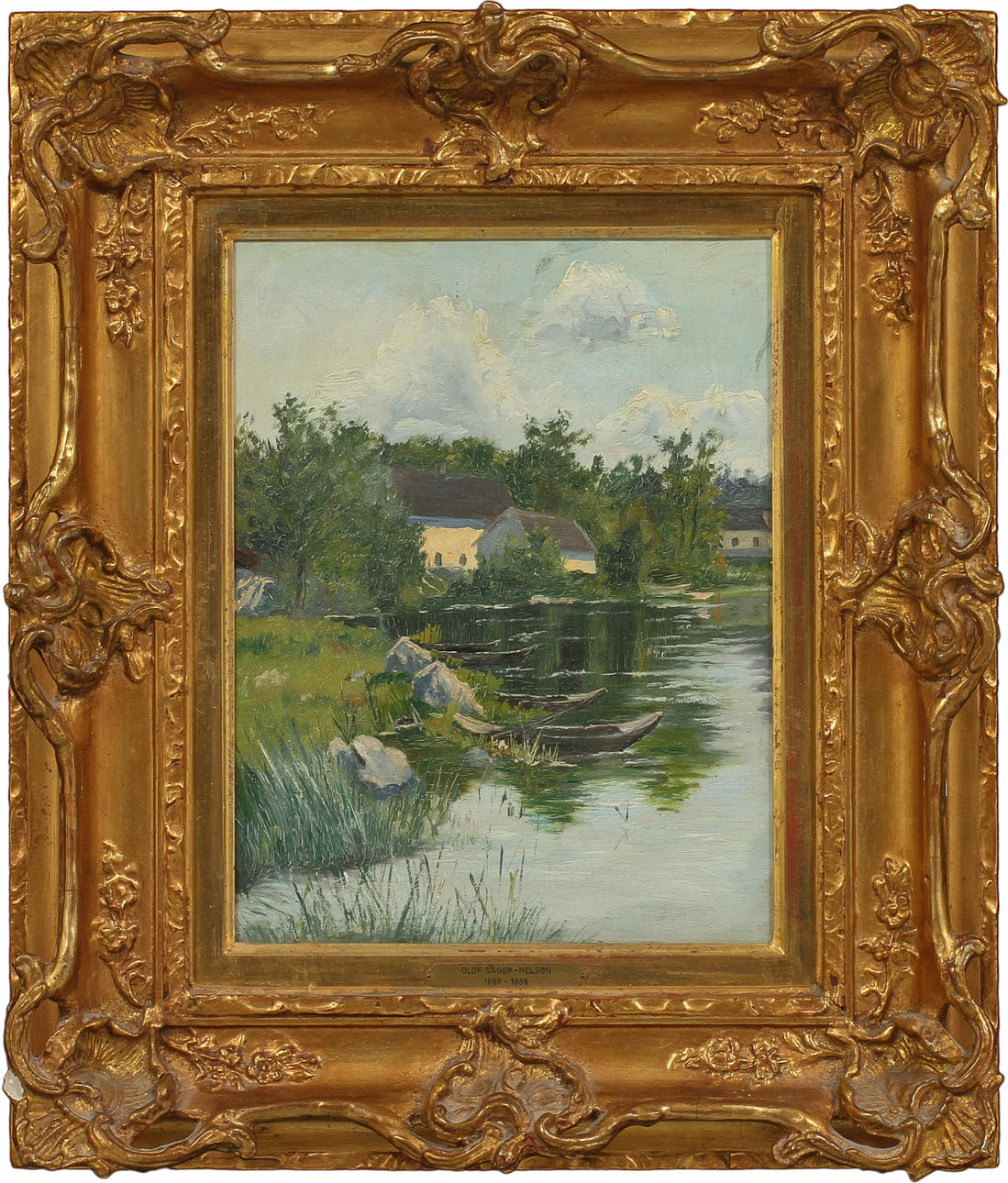 OLOF SAGER-NELSON (1868-1896). Ekor i insjölandskap. Olja på duk.