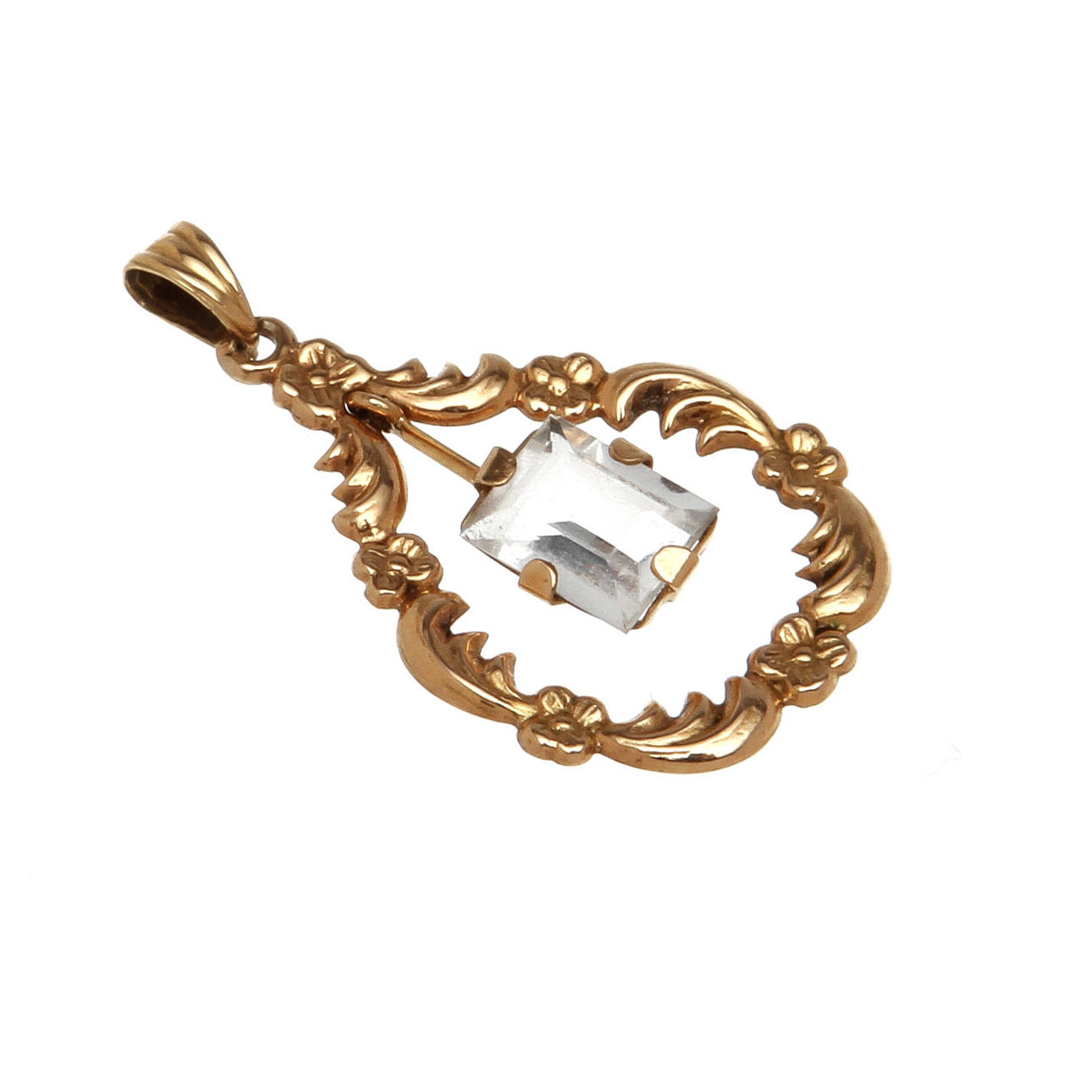 HÄNGE, 18k guld med bergskristall, ca 2g.