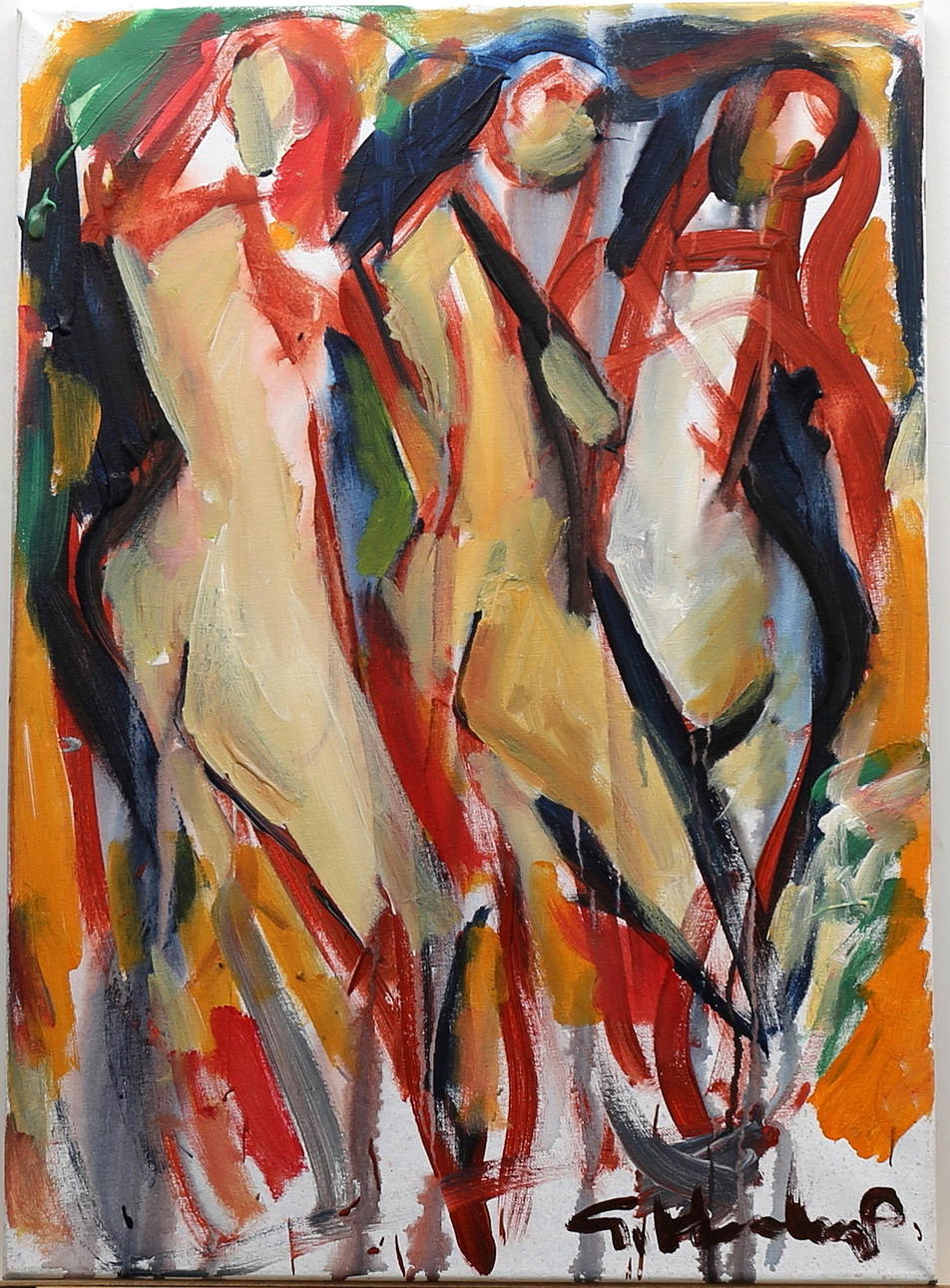 GÖRAN HAUSENKAMP. Modeller, akryl på duk, signerad G Hausenkamp.