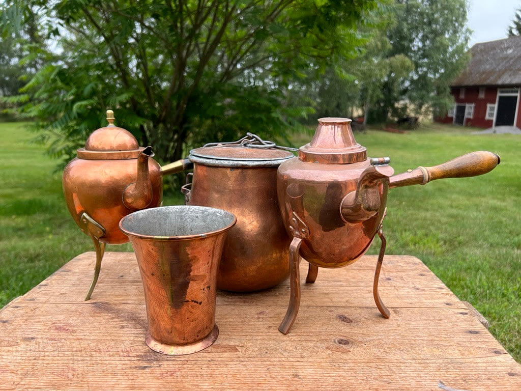 COPPER OBJECTS, 4 pcs, 19th century.