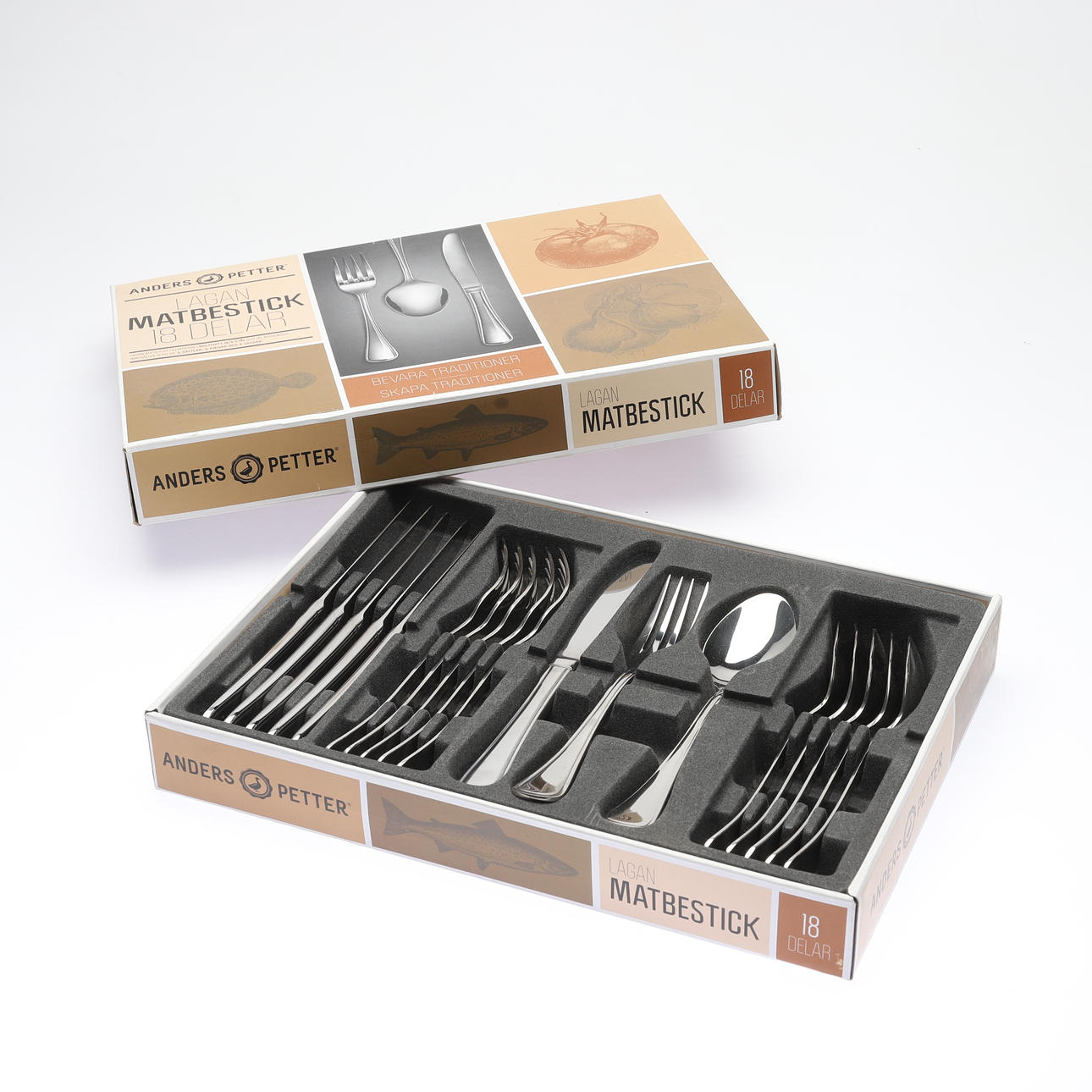 BESTICK, 18 delar, rostfritt stål, "Lagan", Anders Petter.