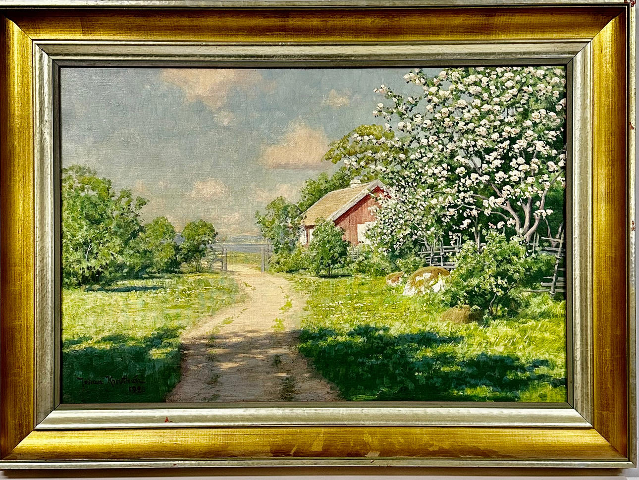 JOHAN KROUTHÉN. Oil on canvas, "Spring landscape".