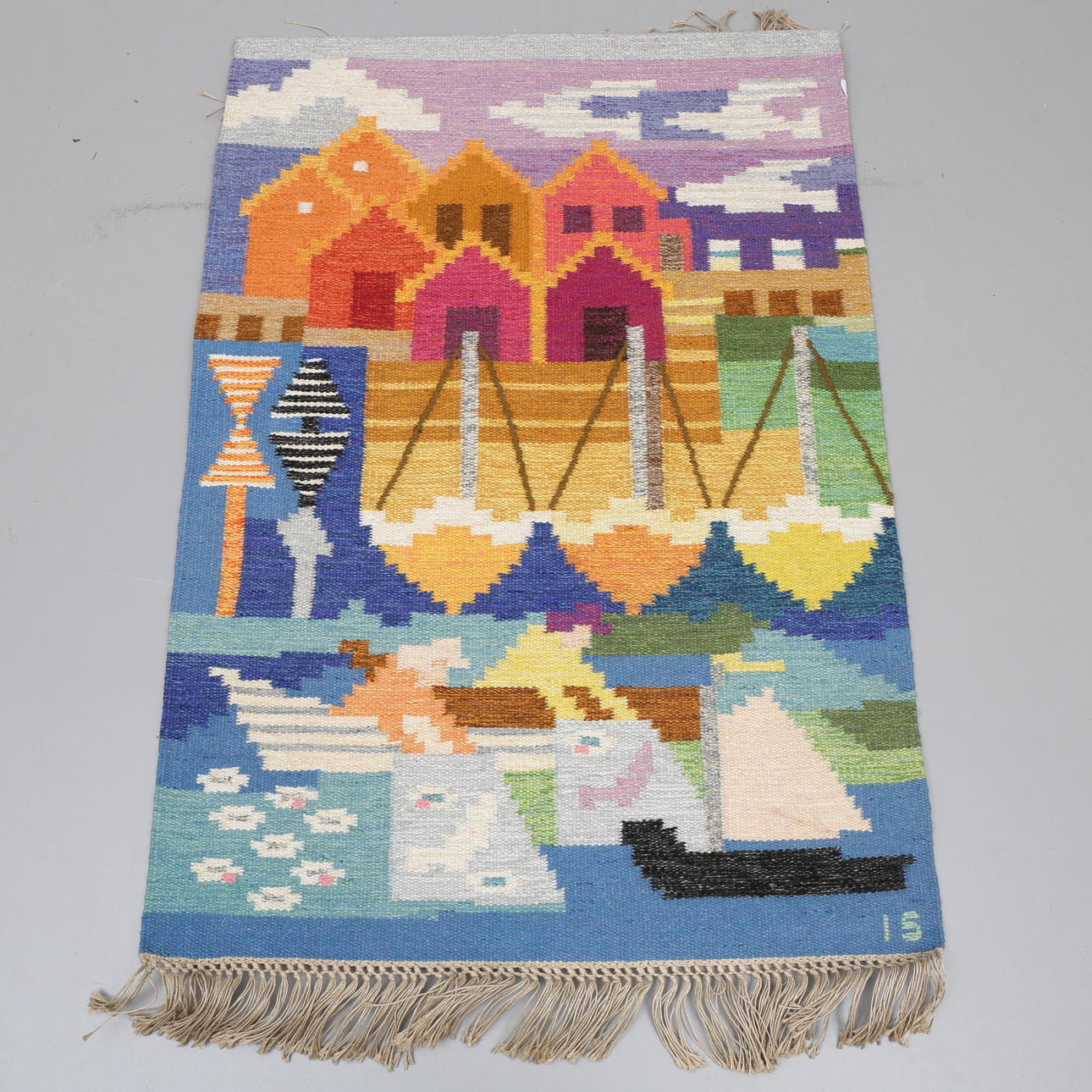 INGEGERD SILOW. Vävnad, röllakan, signerad IS. ca 125x83 cm.