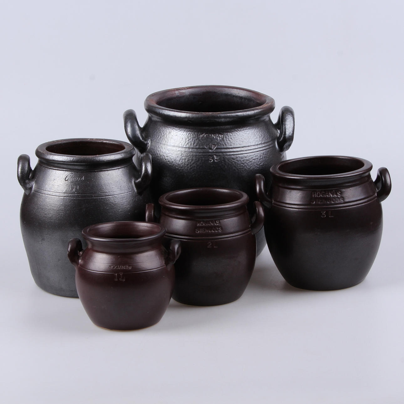 KRUS, 5 st. Stengods, Höganäs samt Raus, 1900-tal.