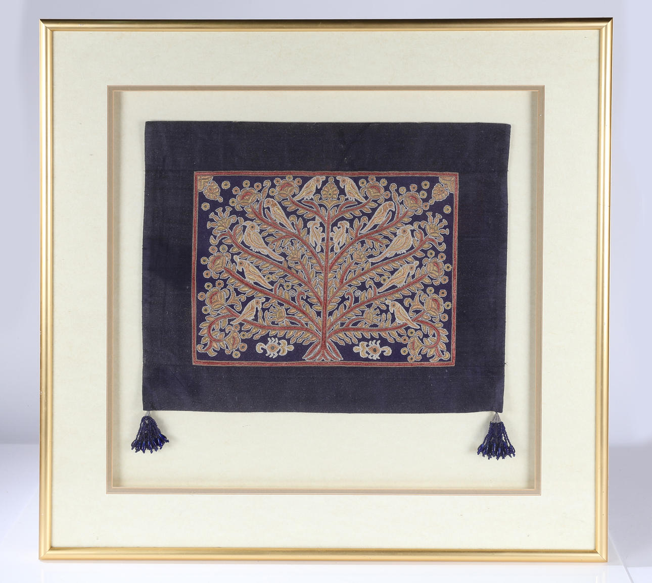 A NORTH INDIAN RAJASTHAN SILK WORK EMBROIDERY.