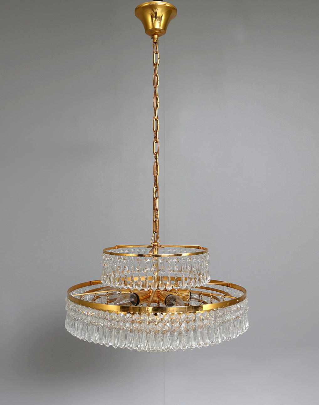 KRISTALLKRONA, mässing, 1900-tal.