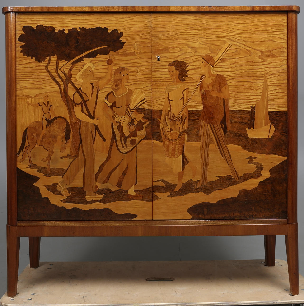 BARSKÅP, möjligen Mjölby Intarsia, 1930/1940-tal.