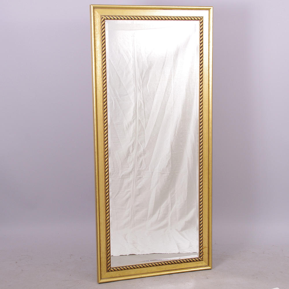 SPEGEL, förgylld/bronserad med fasettslipat glas, sent 1900-tal.