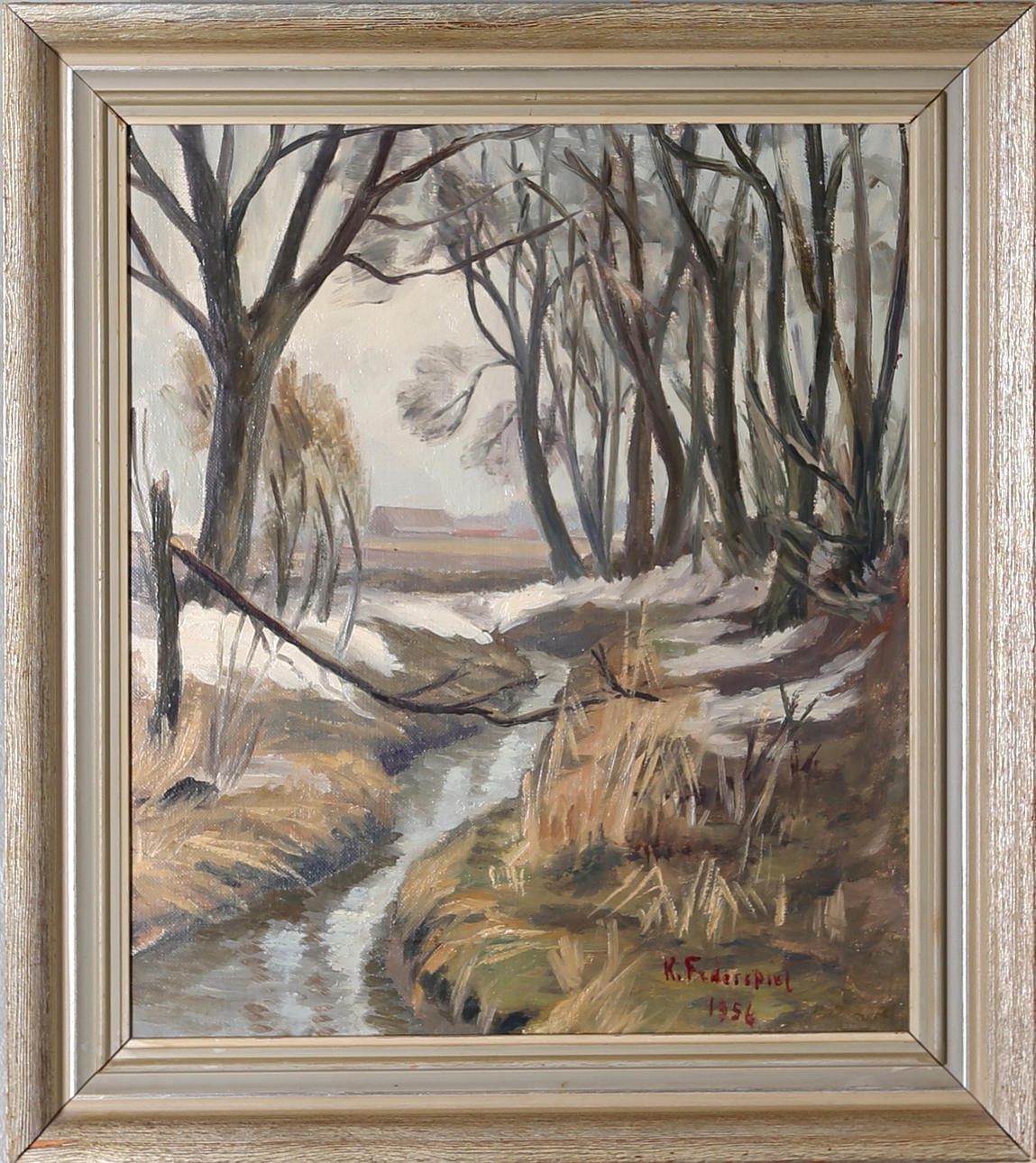 KAI FEDERSPIEL. Den lilla bäcken, olja på duk, signerad och daterad 1956.