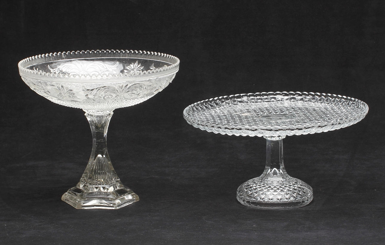 SKÅL OCH FAT, på fot, pressglas, 1800/1900-tal.