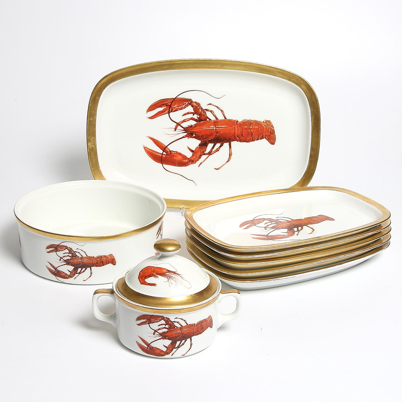 KRÄFTSERVIS, 8 delar, porslin. 1900-tal.